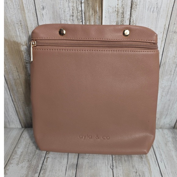 Ayla & Co Vegan Leather Diaper Bag Pouch Dusty Rose Gold Zipper Snap 10x 10 - Picture 5 of 7